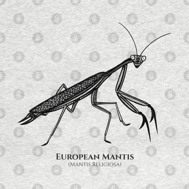 European Mantis design with Common and Scientific Names by Green Paladin